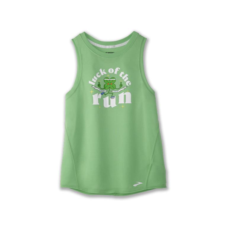 Brooks Distance Graphic Running Tank Top - Women's - Heather Mint/Luck of the Run (69801-GQVL)